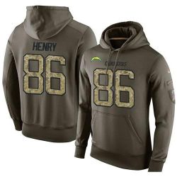 Cheap Hunter Henry Chargers Hoodie From China Olive Salute To Service #86