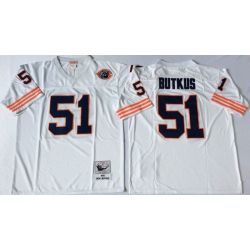Cheap Dick Butkus Bears Jersey #51 White Throwback with bear patch From China