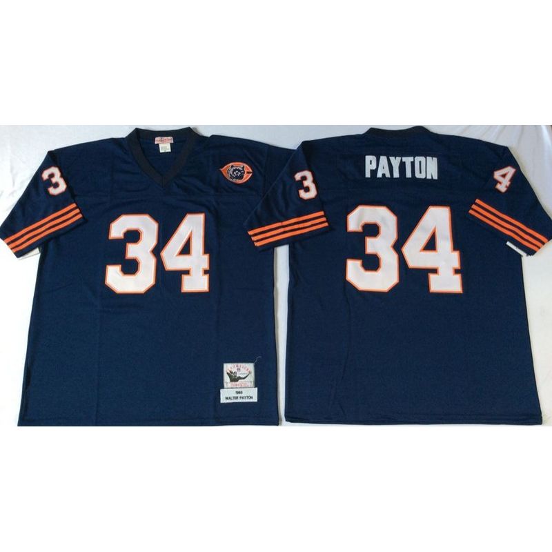 Cheap Walter Payton Bears Jersey #34 Navy Throwback with Bear Patch From China