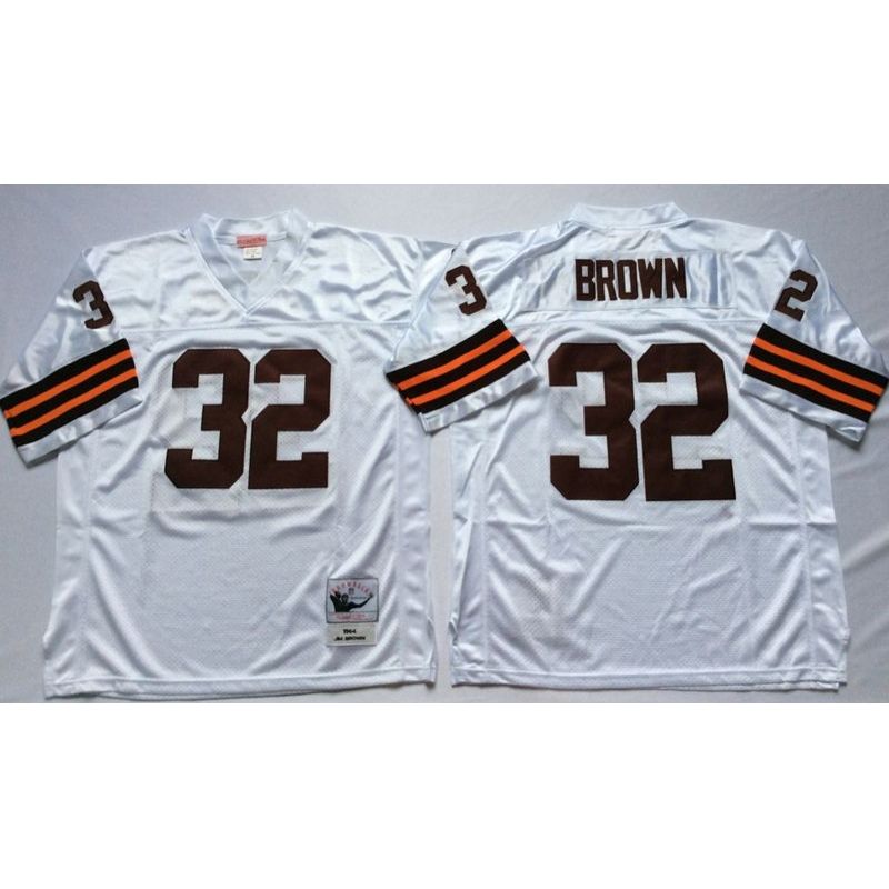 Cheap Jim Brown Browns Jersey #32 White Throwback Short sleeves From China