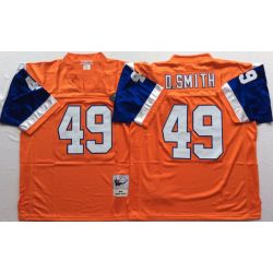 Cheap Dennis Smith Broncos Jersey #49 Orange Throwback From China