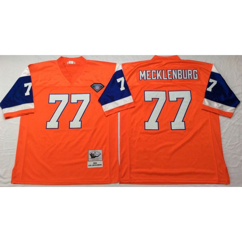 Cheap Karl Mecklenburg Broncos Jersey #77 Orange Throwback From China