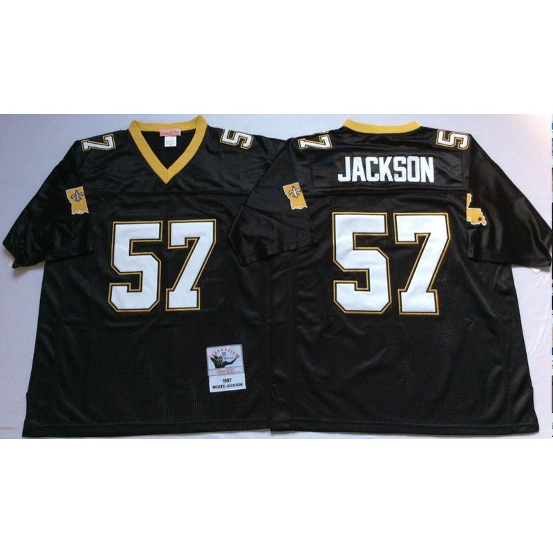 Cheap Rickey Jackson Saints Jersey #57 Black Throwback From China