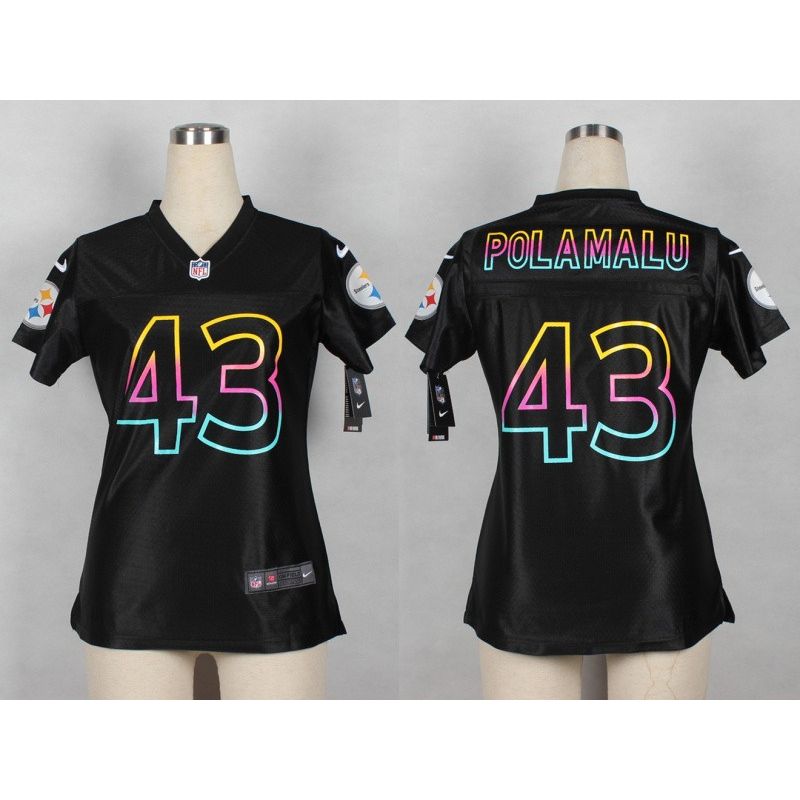 Cheap Troy Polamalu Steelers Women Jersey From China Black Fashion #43
