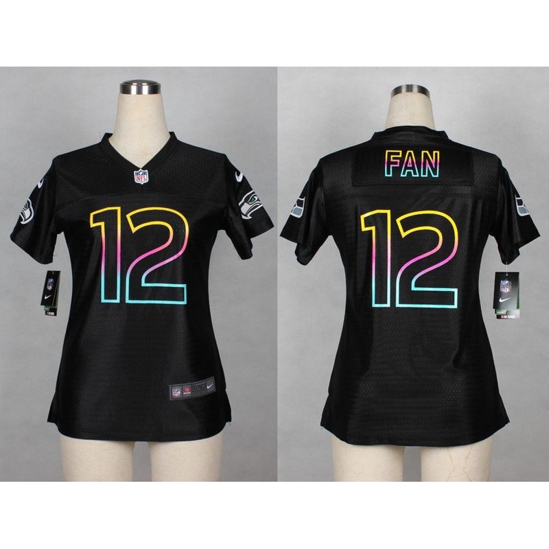 Cheap 12th Fan Seahawks Women Jersey From China Black Fashion #12