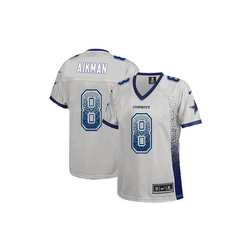 Cheap Troy Aikman Cowboys Women Jersey From China Grey Drift Fashion I #8