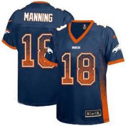 Cheap Peyton Manning Broncos Women Jersey From China Blue Drift Fashion I #18