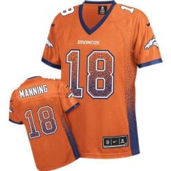 Cheap Peyton Manning Broncos Women Jersey From China Orange Drift Fashion I #18