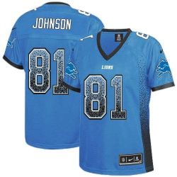Cheap Calvin Johnson Lions Women Jersey From China Blue Drift Fashion I #81
