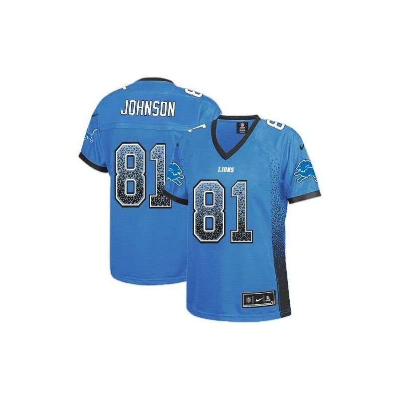 Cheap Calvin Johnson Lions Women Jersey From China Blue Drift Fashion I #81