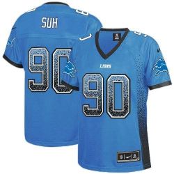 Cheap Ndamukong Suh Lions Women Jersey From China Blue Drift Fashion I #90