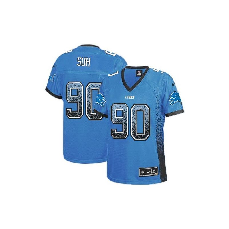 Cheap Ndamukong Suh Lions Women Jersey From China Blue Drift Fashion I #90