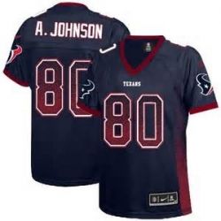 Cheap Andre Johnson Texans Women Jersey From China Blue Drift Fashion I #80