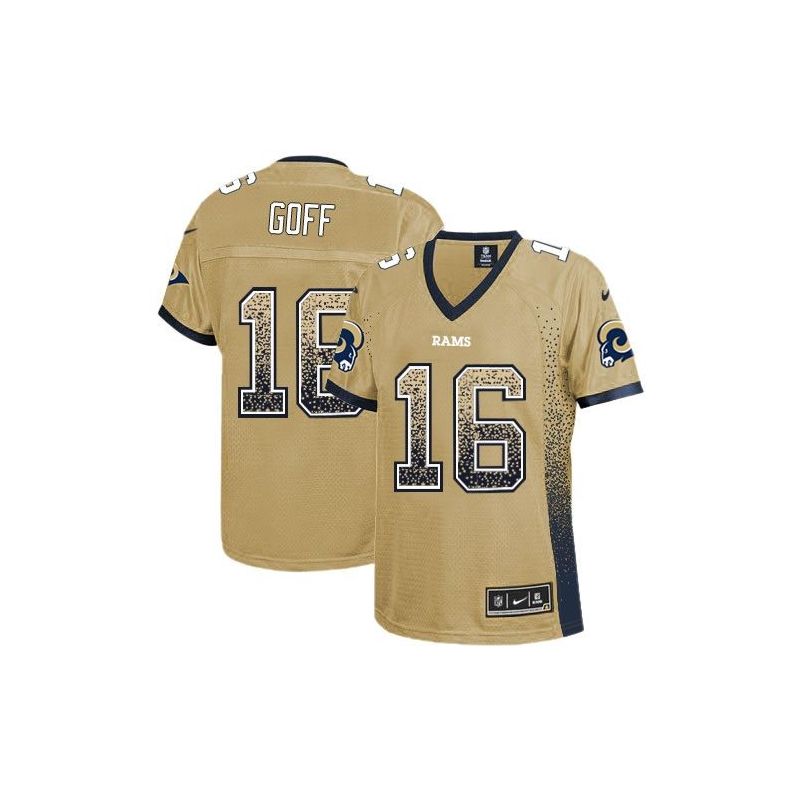 Cheap Jared Goff Rams Women Jersey From China Gold Drift Fashion I #16