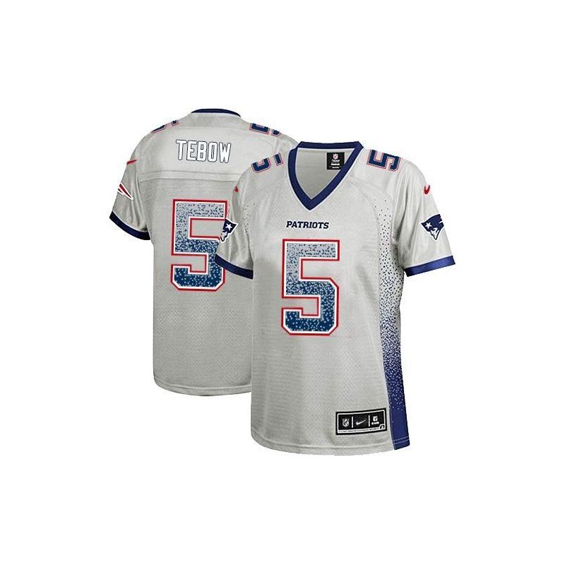 Cheap Tim Tebow Patriots Women Jersey From China Grey Drift Fashion I #5
