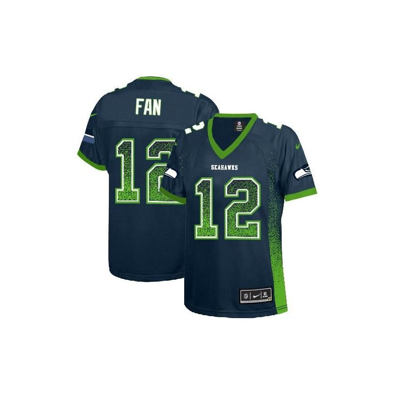 Cheap 12th Fan Seahawks Women Jersey From China Blue Drift Fashion I #12