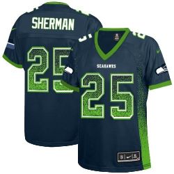 Cheap Richard Sherman Seahawks Women Jersey From China Blue Drift Fashion I #25
