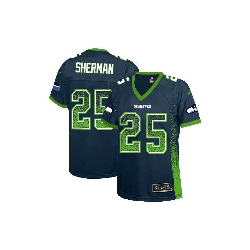 Cheap Richard Sherman Seahawks Women Jersey From China Blue Drift Fashion I #25