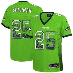 Cheap Richard Sherman Seahawks Women Jersey From China Green Drift Fashion I #25