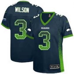 Cheap Russell Wilson Seahawks Women Jersey From China Blue Drift Fashion I #3