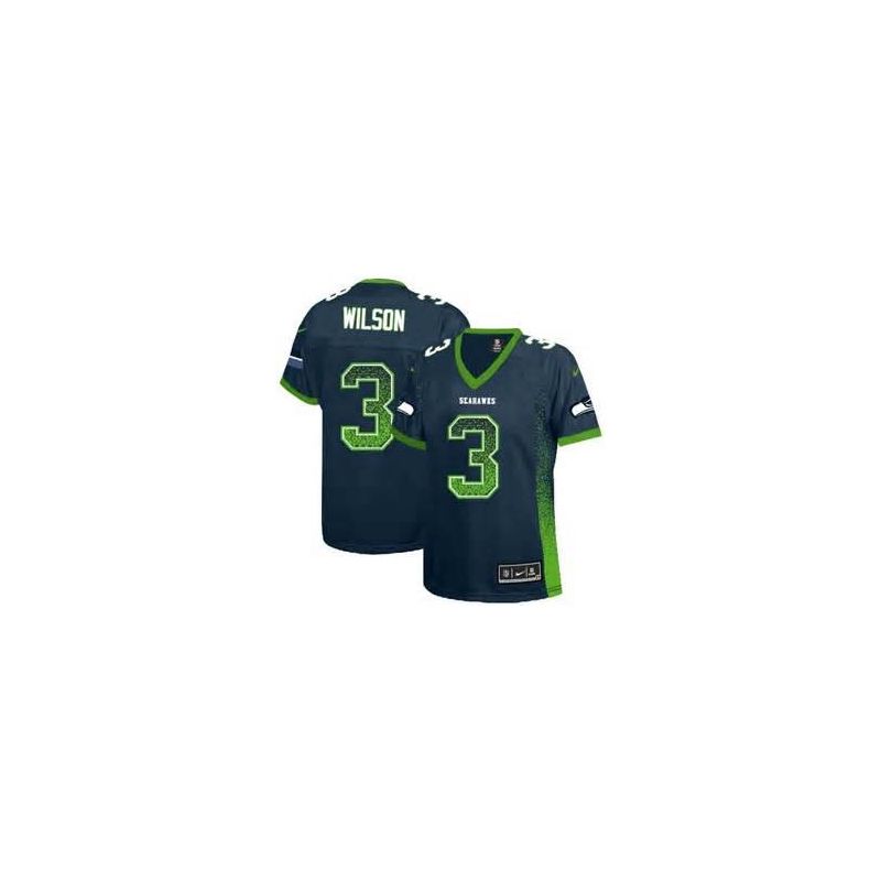 Cheap Russell Wilson Seahawks Women Jersey From China Blue Drift Fashion I #3