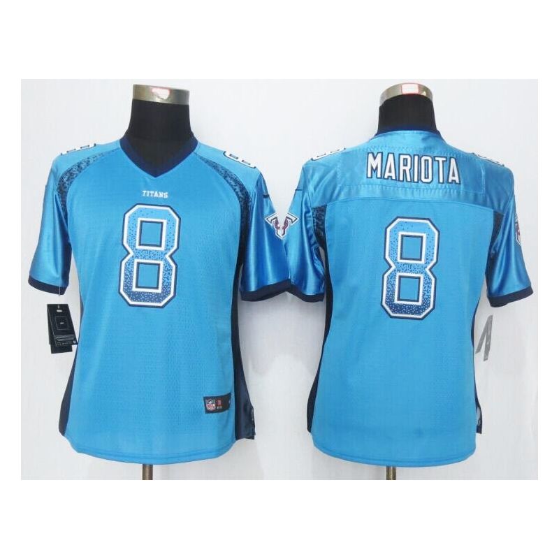 Cheap Marcus Mariota Titans Women Jersey From China Light-Blue Drift Fashion I #8