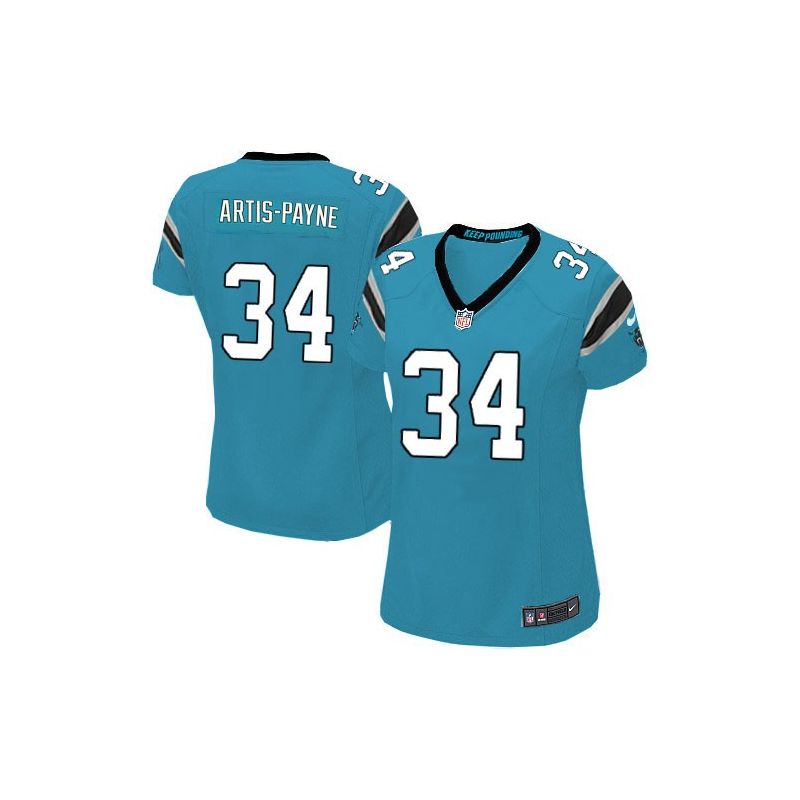 Cheap Cameron Artis-Payne Panthers Women Jersey From China Blue Game #34