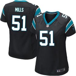 Cheap Sam Mills Panthers Women Jersey From China Black Game #51