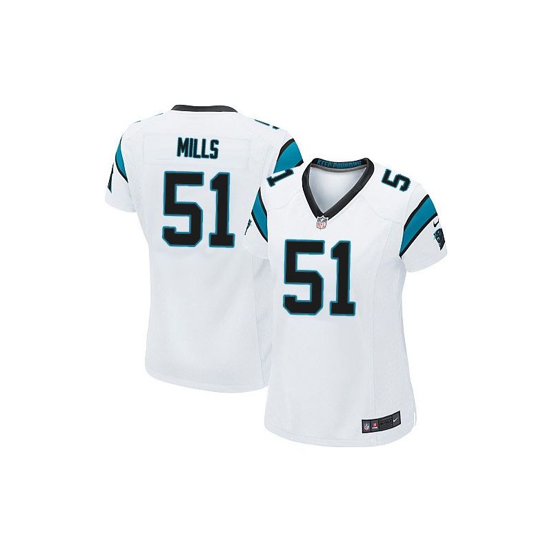 Cheap Sam Mills Panthers Women Jersey From China White Game #51
