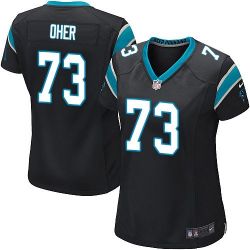Cheap Michael Oher Panthers Women Jersey From China Black Game #73