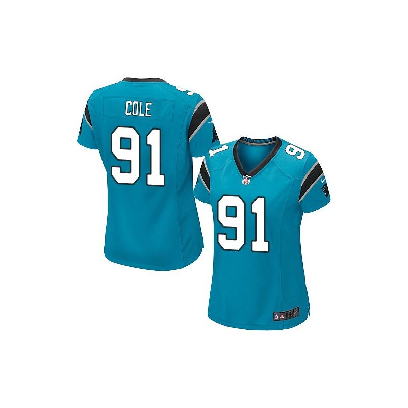 Cheap Colin Cole Panthers Women Jersey From China Blue Game #91
