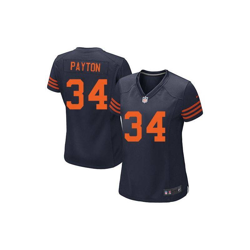 Cheap Walter Payton Bears Women Jersey From China Blue-Orange-Number Game #34