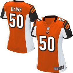 Cheap AJ Hawk Bengals Women Jersey From China Orange Game #50