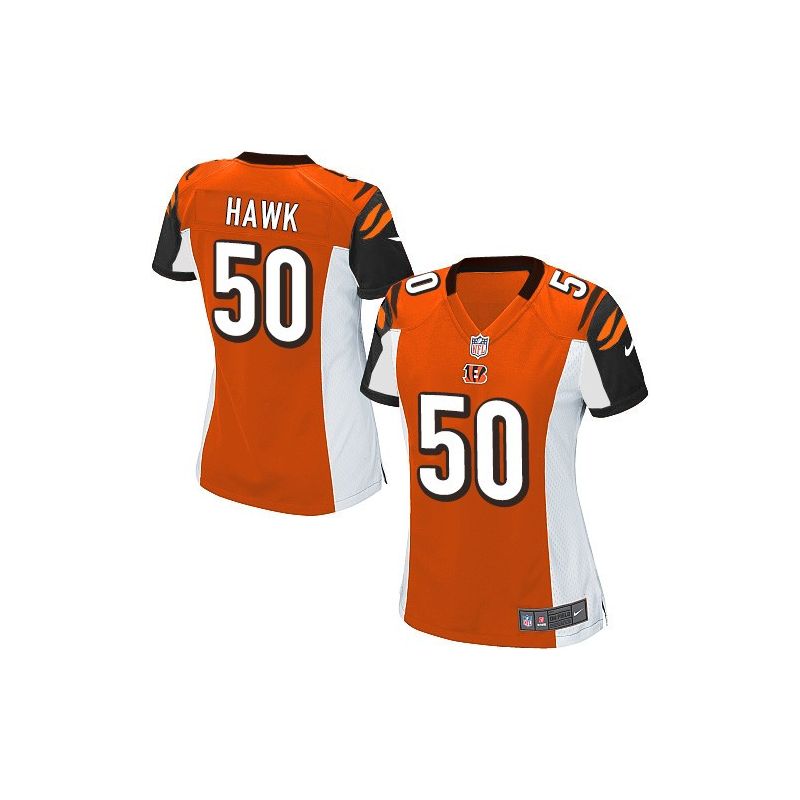 Cheap AJ Hawk Bengals Women Jersey From China Orange Game #50