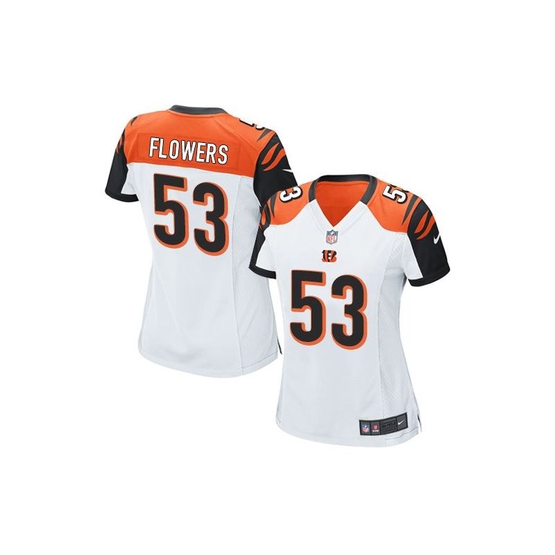 Cheap Marquis Flowers Bengals Women Jersey From China White Game #53