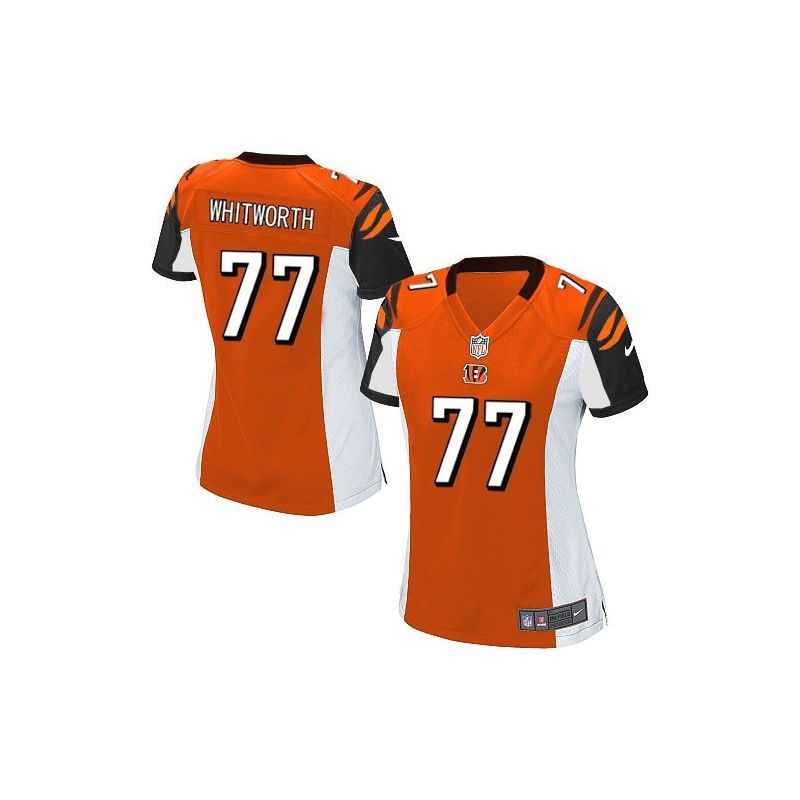 Cheap Andrew Whitworth Bengals Women Jersey From China Orange Game #77