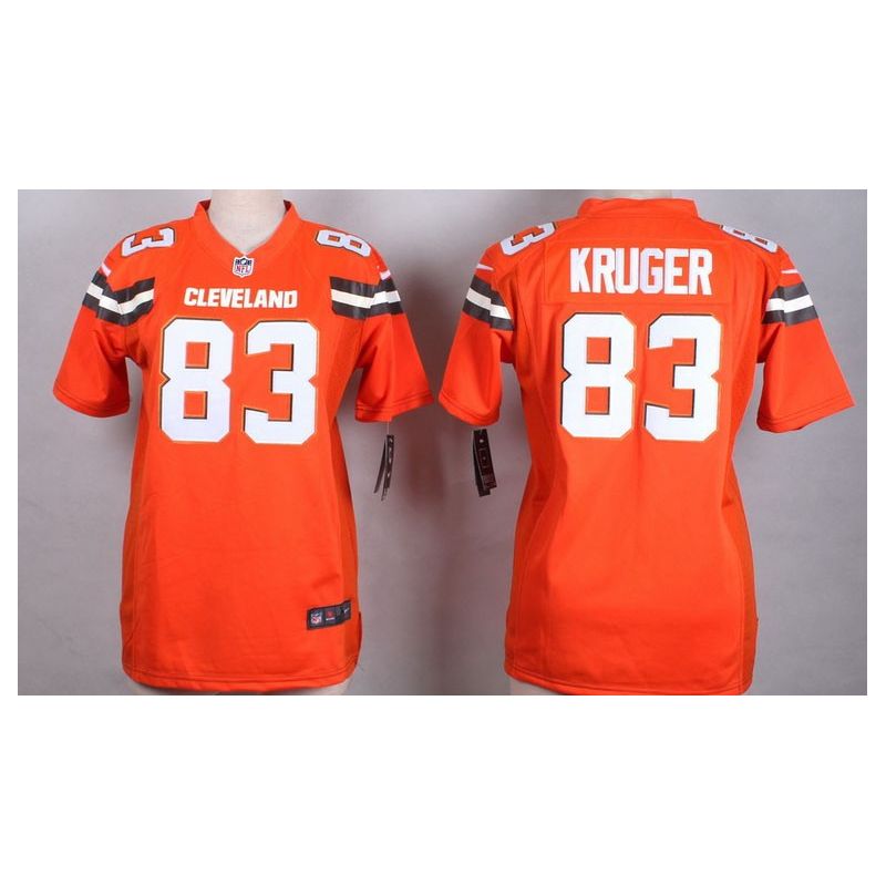 Cheap Paul Kruger Browns Women Jersey From China Orange-2015 Game #83