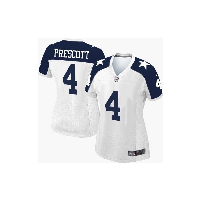 Cheap Dak Prescott Cowboys Women Jersey From China White-Thanksgiving Game #4