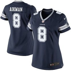 Cheap Troy Aikman Cowboys Women Jersey From China Blue Game #8