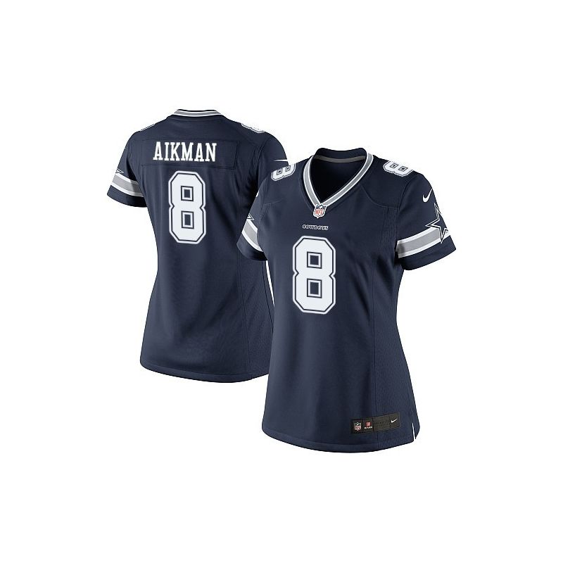 Cheap Troy Aikman Cowboys Women Jersey From China Blue Game #8