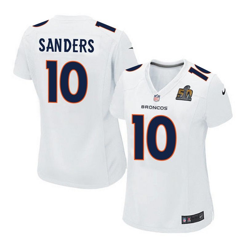 Cheap Emmanuel Sanders Broncos Women Jersey From China White-Super-Bowl-50-Game-Event Game #10