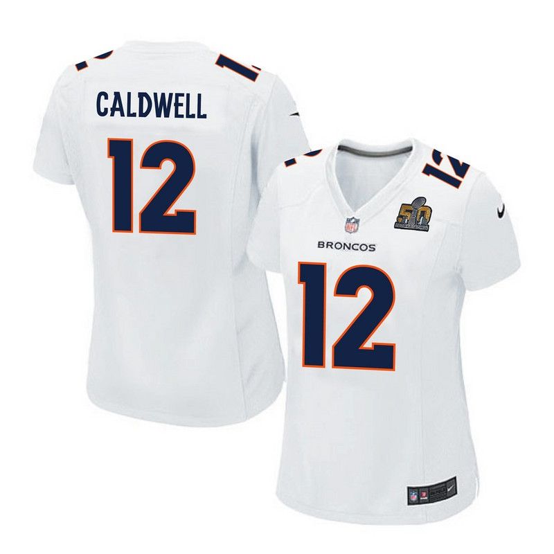 Cheap Andre Caldwell Broncos Women Jersey From China White-Super-Bowl-50-Game-Event Game #12