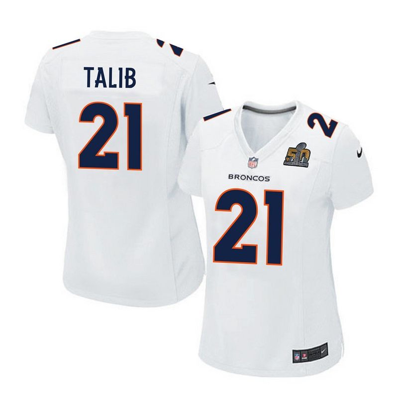 Cheap Aqib Talib Broncos Women Jersey From China White-Super-Bowl-50-Game-Event Game #21
