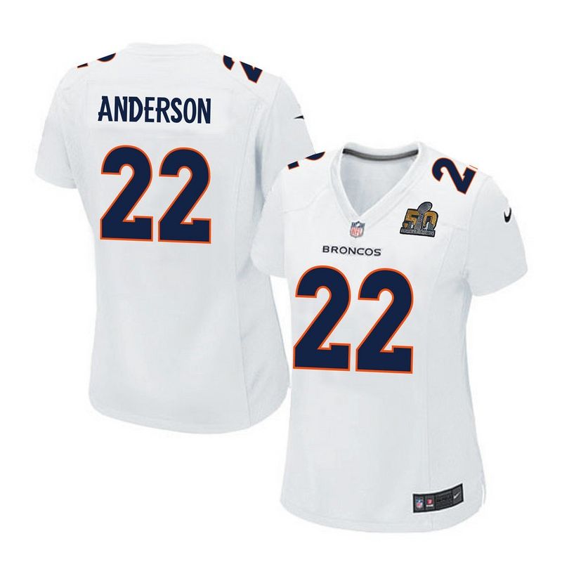 Cheap CJ Anderson Broncos Women Jersey From China White-Super-Bowl-50-Game-Event Game #22