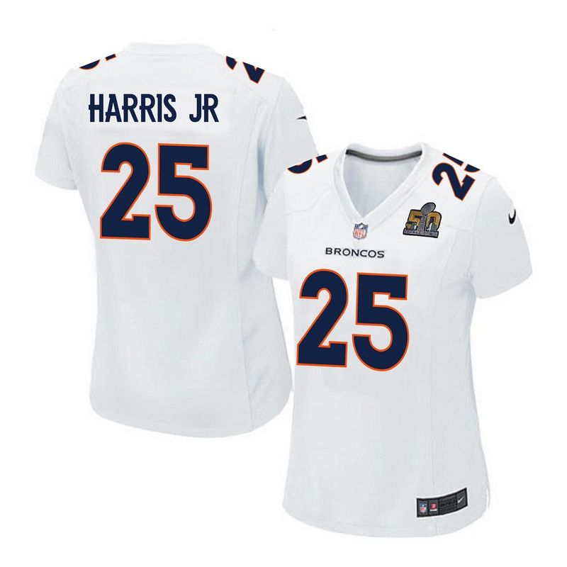 Cheap Chris Harris Jr Broncos Women Jersey From China White-Super-Bowl-50-Game-Event Game #25