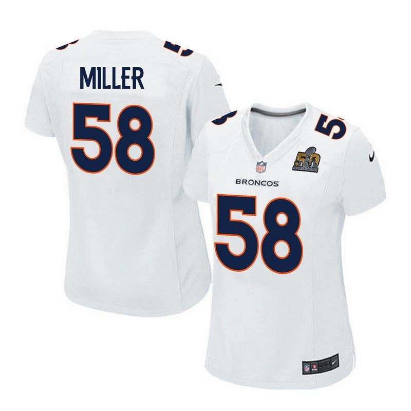 Cheap Von Miller Broncos Women Jersey From China White-Super-Bowl-50-Game-Event Game #58