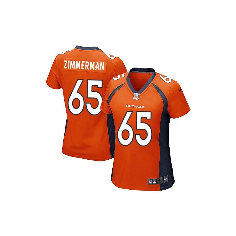 Cheap Gary Zimmerman Broncos Women Jersey From China Orange Game #65