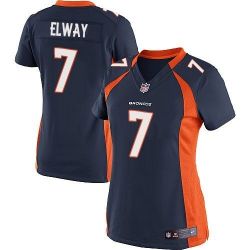 Cheap John Elway Broncos Women Jersey From China Blue Game #7