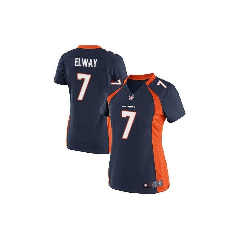 Cheap John Elway Broncos Women Jersey From China Blue Game #7