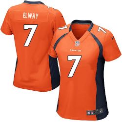 Cheap John Elway Broncos Women Jersey From China Orange Game #7